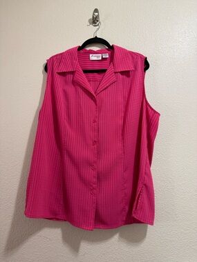 Joanna Plus - Sleeveless Button-Front Top in Hot Pink - Size 2X